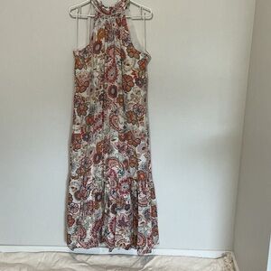 1. State Halter Paisley Maxi Dress - White, Orange, Pink